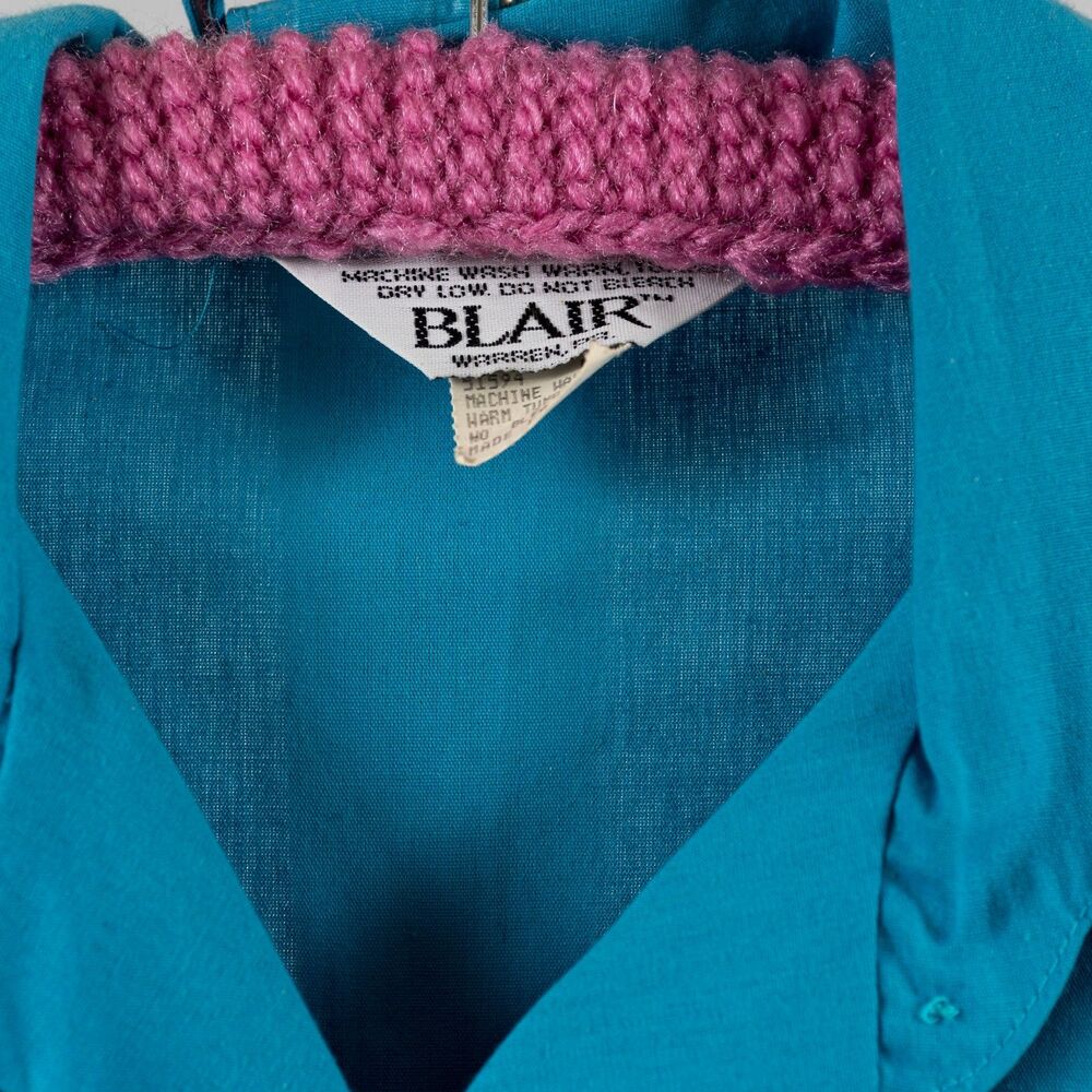 Vintage Blair cotton poly blue midi dress size M - Picture 7 of 12